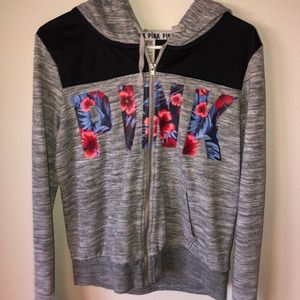 Victoria Secret pink grey zip up jacket with logo